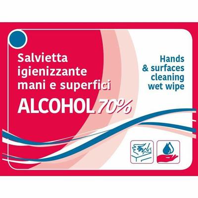 SALVIETTA IGIENIZZANTE 400/PZ 19X12,5 CM.ALCOOL 70%