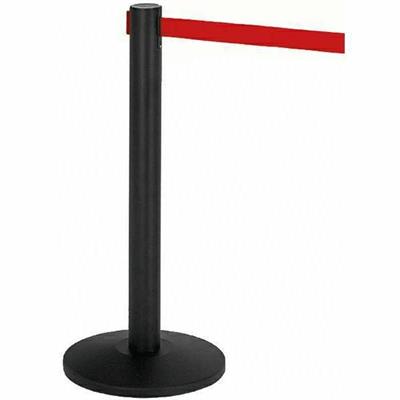 ASTA IN  ACCIAIO LACCATO NERO CONAVVOLGITORE E NASTRO ROSSO mt.2