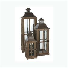 LANTERNA LEGNO E METALLO 37X37X112 H.