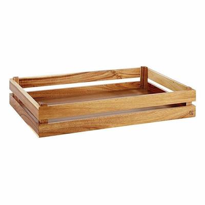 PD Cassetta GN 1/1 Cm 55,5x35 H 10,5 Legno Acacia Marrone Chiaro
