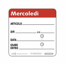 ETICHETTE MERCOLEDI'DISSOLVIBILI (ROSSO) 51X51 250/PZ