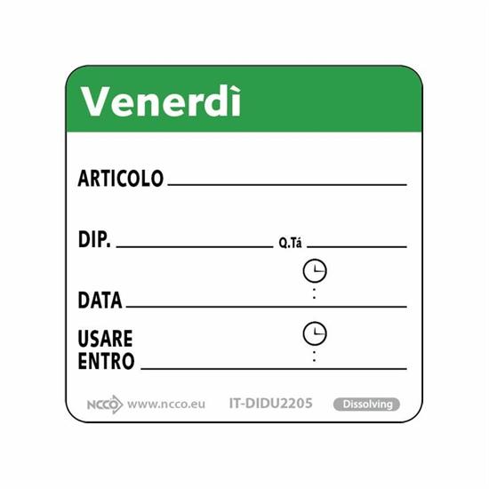 ETICHETTE VENERDI'DISSOLVIBILI (VERDE) 51X51 250/PZ
