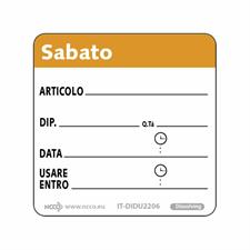 ETICHETTE SABATO DISSOLVIBILI (ARANCIONE) 51X51 250/PZ