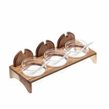 LN SET VASSOIO CON 3 MARMELLATIERE IN VETRO cm.29,5x12,5x5h pz 1