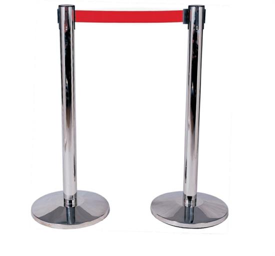 MDL ALFA COLONNA CON NASTRO RETRAIBILE INOX/ROSSO 36X95H