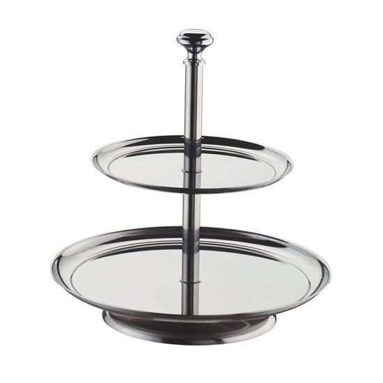 Alzata pasticceria 2 piani inox 18/10  ø16/22cm H.22,5
